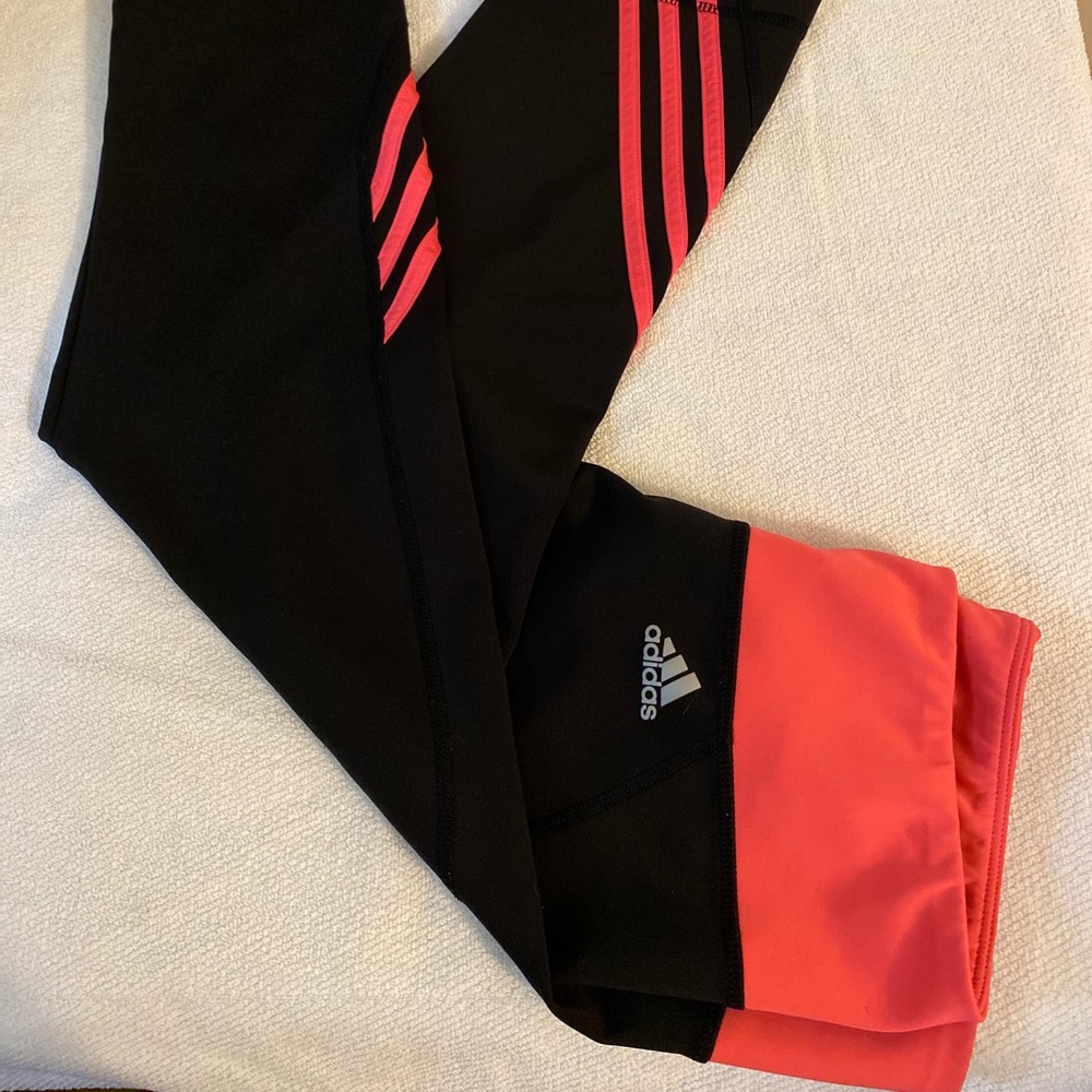 Adidas capris  tights size L orange black color - Picture 3 of 6